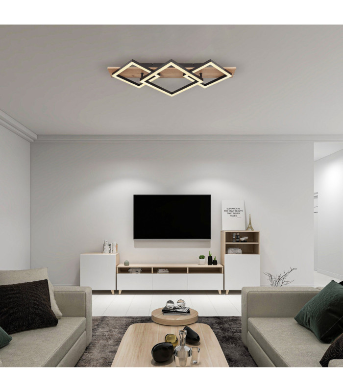 Beatrix Triple Square Integrated Led Semi Flush Ceiling Light Matt Black 3000K-8