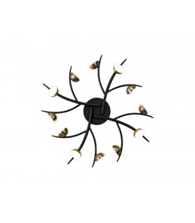 12 Light Semi-Flush, 12 x 3W LED, 3000K, 1980lm, Black, Antique Brass - 1