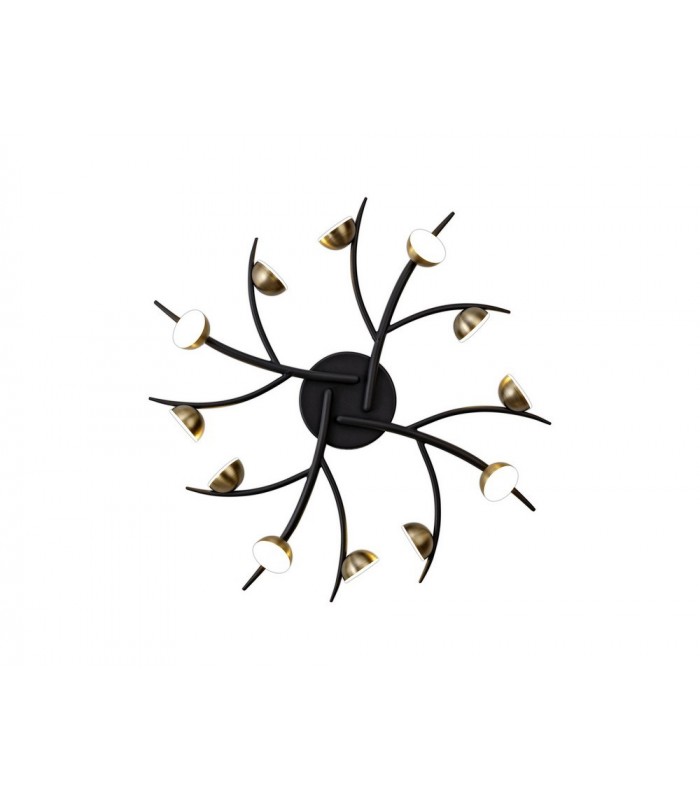 12 Light Semi-Flush, 12 x 3W LED, 3000K, 1980lm, Black, Antique Brass - 1