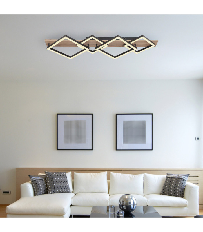 Beatrix Quad Square Integrated Led Semi Flush Ceiling Light Matt Black 3000K-8