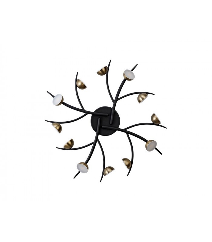 12 Light Semi-Flush, 12 x 3W LED, 3000K, 1980lm, Black, Antique Brass - 3