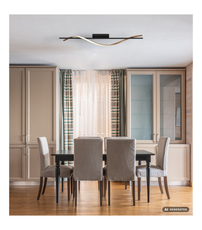 Watkins Integrated Led Semi Flush Ceiling Light Matt Black 3000K-6