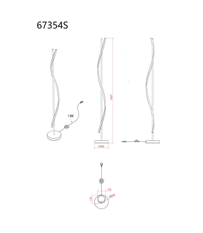 Watkins Led Integrated Floor Lamp Matt Black 3000K-6
