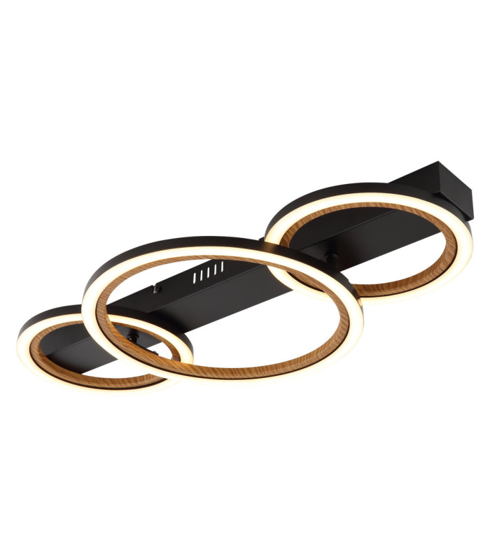 Dakari I Triple Ring Integrated Led Semi Flush Ceiling Light Matt Black 3000K-1