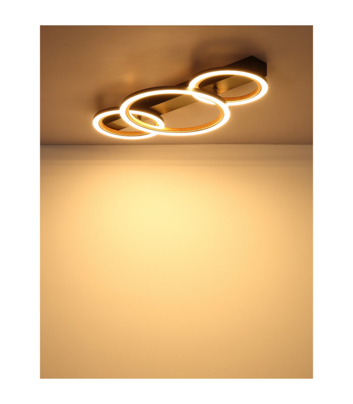 Dakari I Triple Ring Integrated Led Semi Flush Ceiling Light Matt Black 3000K-5