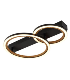 Dakari I Twin Ring Integrated Led Semi Flush Ceiling Light Matt Black 3000K-1