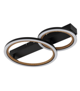 Dakari I Twin Ring Integrated Led Semi Flush Ceiling Light Matt Black 3000K-2