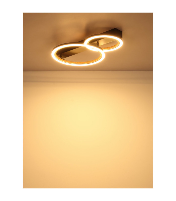 Dakari I Twin Ring Integrated Led Semi Flush Ceiling Light Matt Black 3000K-5