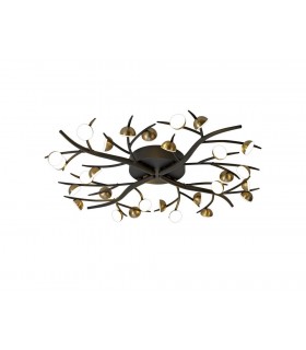 28 Light Semi-Flush, 28 x 3W LED, 3000K, 4400lm, Black, Antique Brass - 1