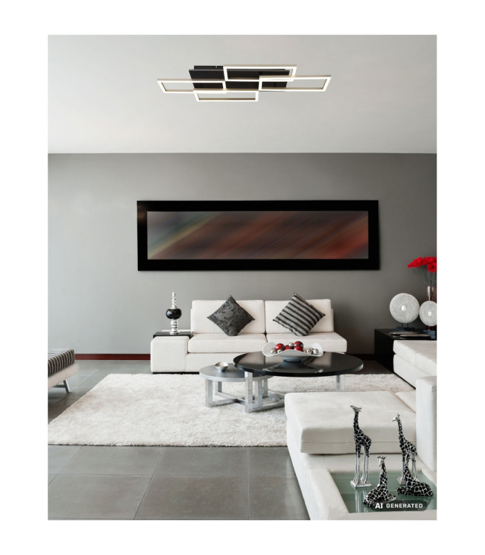 Jeffry Integrated Led Semi Flush Ceiling Light Matt Black 3000-6500K-8
