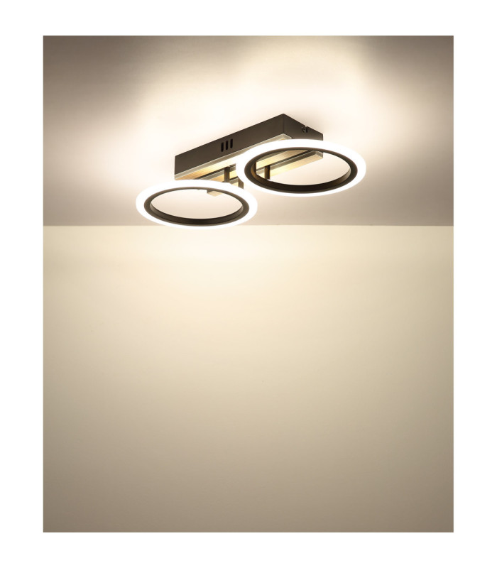 Blevins 2 Ring Integrated Led Semi Flush Ceiling Light Matt Black 3000-4200-6000K-7
