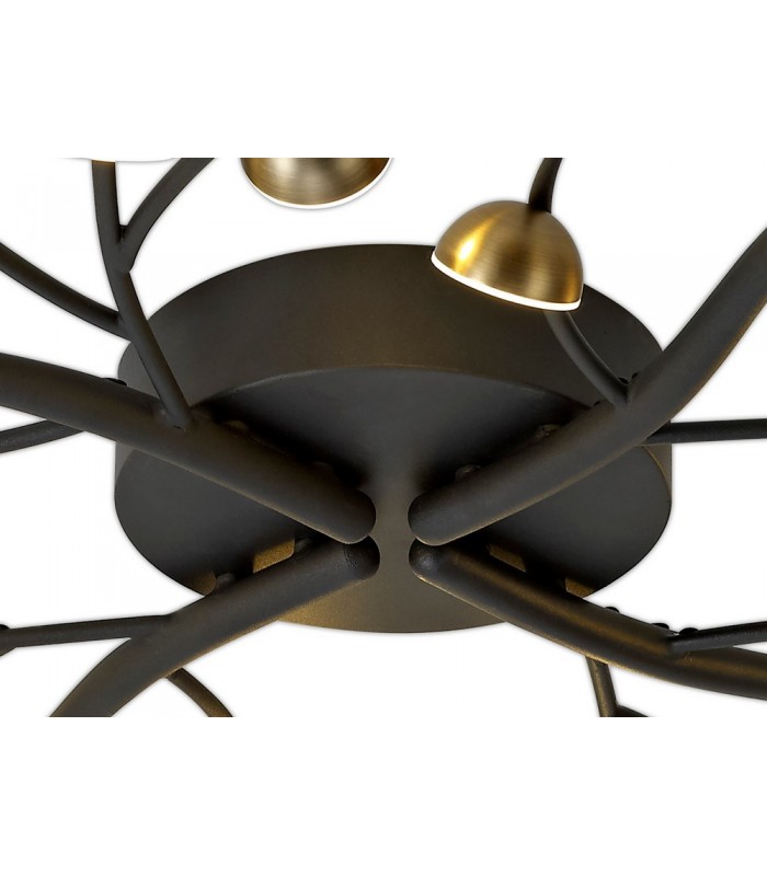 28 Light Semi-Flush, 28 x 3W LED, 3000K, 4400lm, Black, Antique Brass - 4