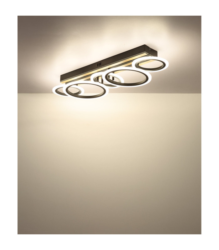 Blevins 5 Ring Integrated Led Semi Flush Ceiling Light Matt Black 3000-4200-6000K-8