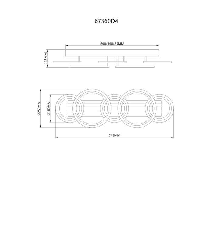 Blevins 5 Ring Integrated Led Semi Flush Ceiling Light Matt Black 3000-4200-6000K-10