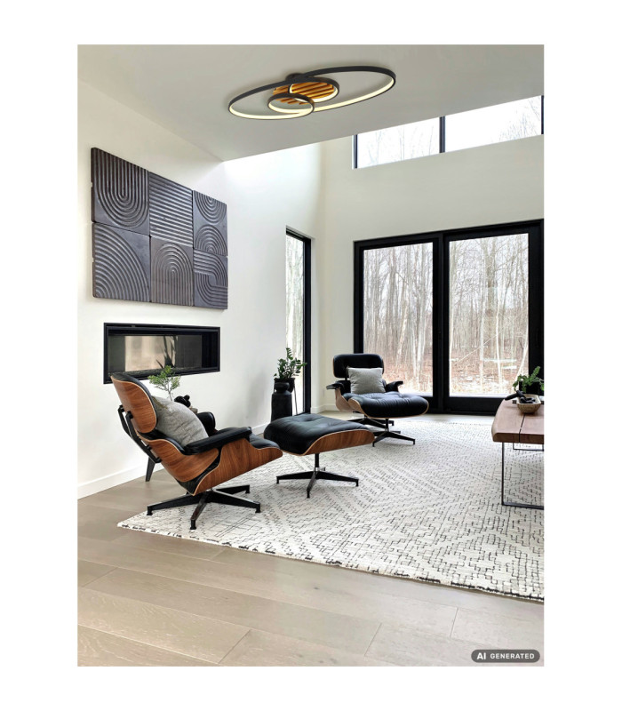 Tisha I Integrated Led Semi Flush Ceiling Light Matt Black 3000K-7