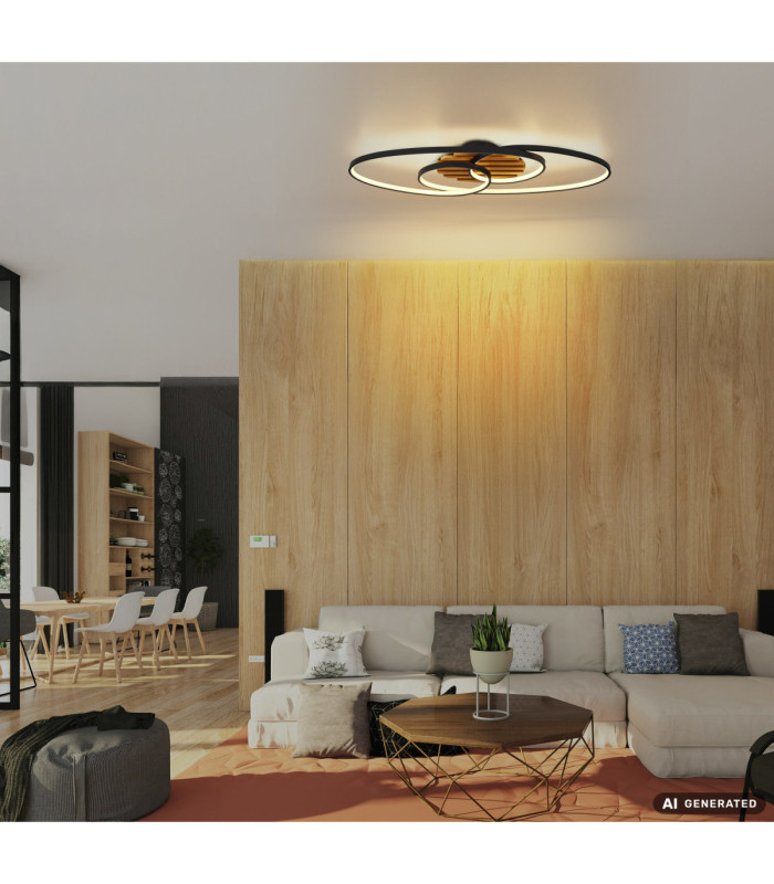 Tisha I Integrated Led Semi Flush Ceiling Light Matt Black 3000K-8