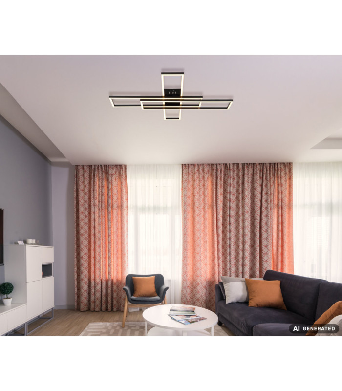 Tatjana Integrated Led Semi Flush Ceiling Light Matt Black 3000K-7