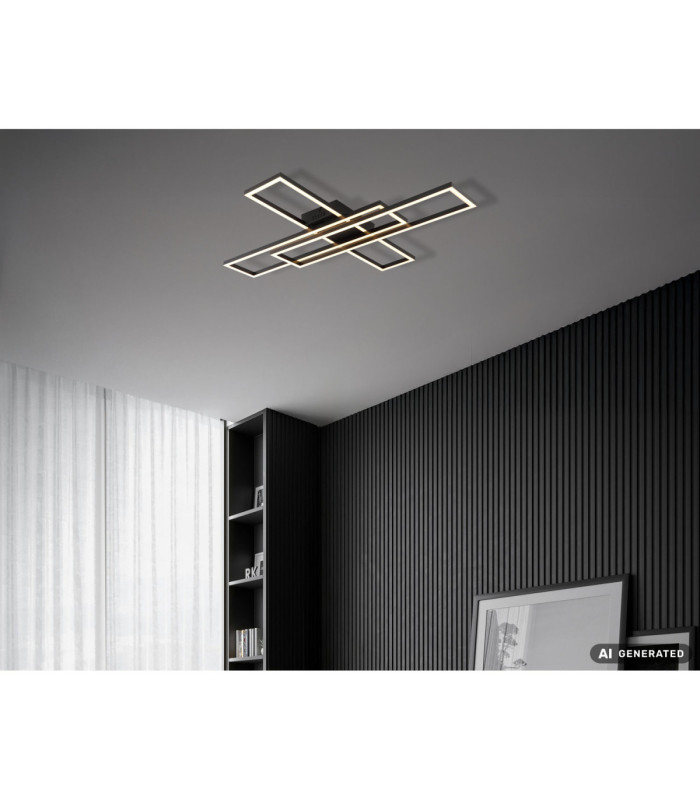 Tatjana Integrated Led Semi Flush Ceiling Light Matt Black 3000K-8