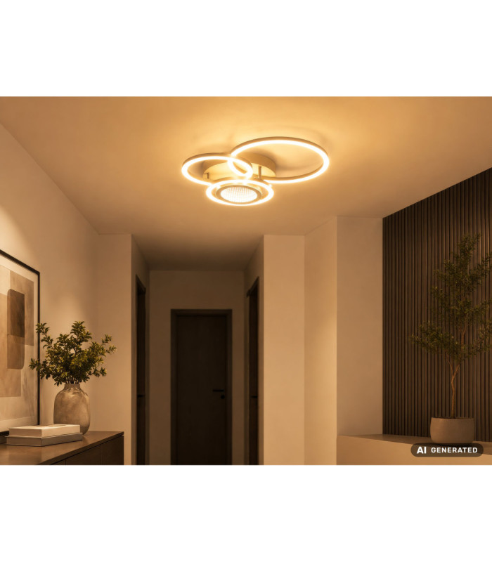 Randell Integrated Led Semi Flush Ceiling Light Matt Sand Colour 3000K-6