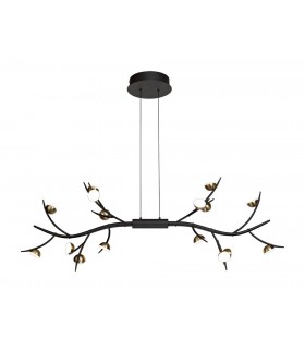 16 Light Linear Ceiling Pendant, 16 x 3W LED, 3000K, 2640lm, Black, Antique Brass - 1