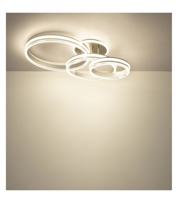 Francine Triple Ring Integrated Led Semi Flush Ceiling Light Matt Gunmetal 2700-6000K-8