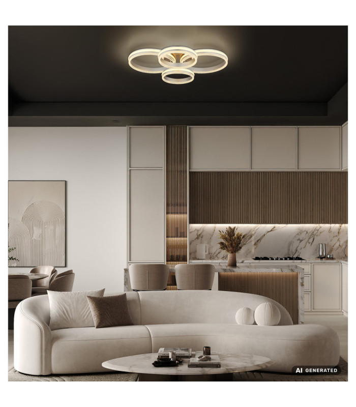 Francine Quad Ring Integrated Led Semi Flush Ceiling Light Matt Gunmetal 2700-6000K-9