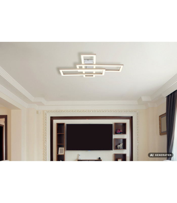 Wilton Triple Square Integrated Led Semi Flush Ceiling Light Matt White 3000-4000-6000K-9