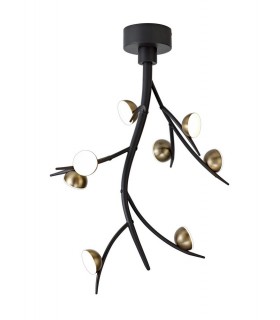 8 Light Ceiling Ceiling Pendant, 8 x 3W LED, 3000K, 1320lm, Black, Antique Brass - 1