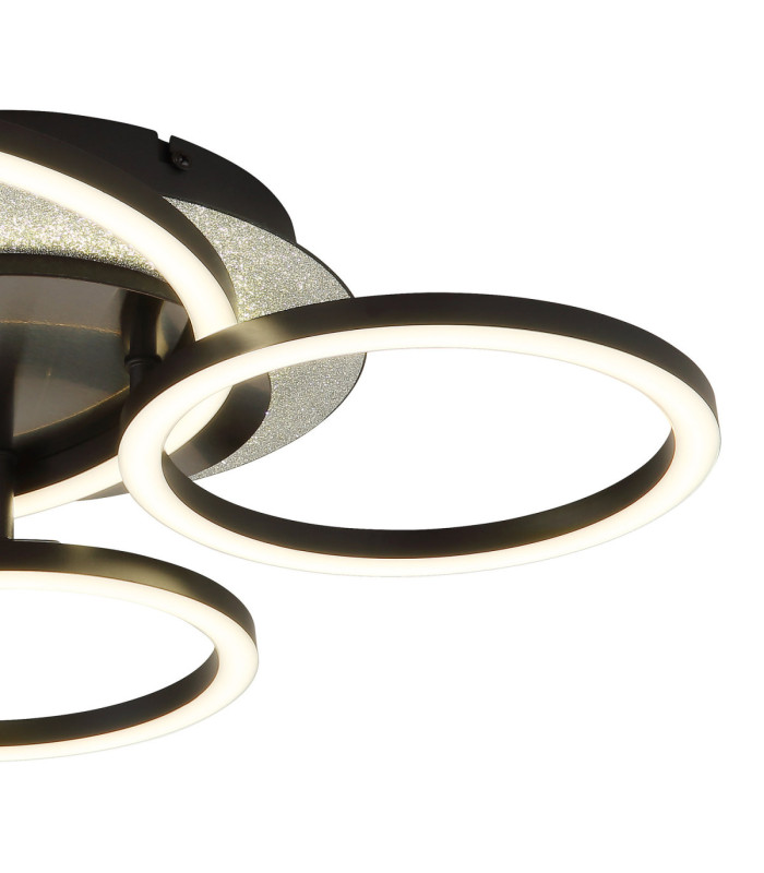 Norberto Triple Ring Integrated Led Semi Flush Ceiling Light Matt Black 4000K-4