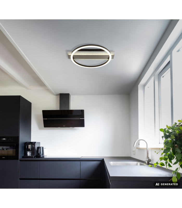 Norberto Integrated Led Semi Flush Ceiling Light Matt Black 4000K-10