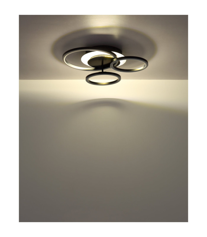 Norberto Triple Ring Integrated Led Semi Flush Ceiling Light Matt Black 4000K-10