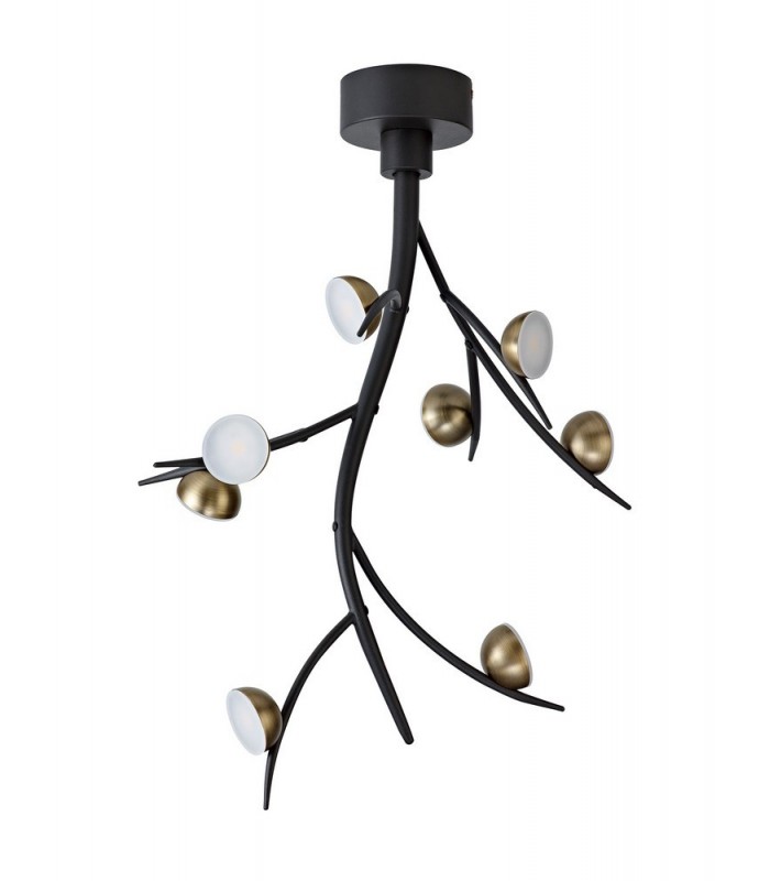 8 Light Ceiling Ceiling Pendant, 8 x 3W LED, 3000K, 1320lm, Black, Antique Brass - 3