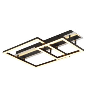Estrada Twin Square Integrated Led Semi Flush Ceiling Light Matt Black 3000K-1
