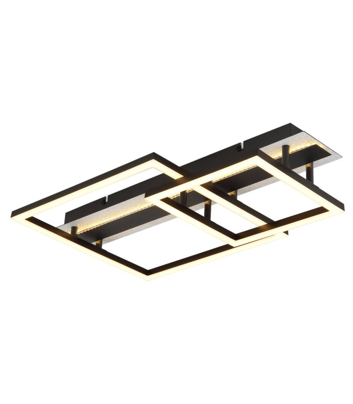 Estrada Twin Square Integrated Led Semi Flush Ceiling Light Matt Black 3000K-1