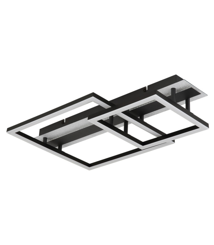 Estrada Twin Square Integrated Led Semi Flush Ceiling Light Matt Black 3000K-2