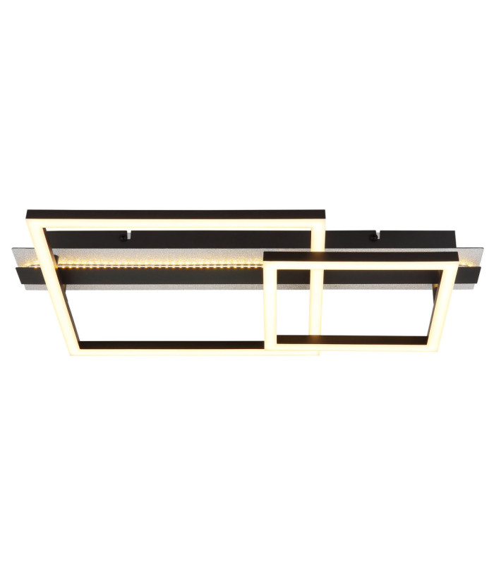 Estrada Twin Square Integrated Led Semi Flush Ceiling Light Matt Black 3000K-3