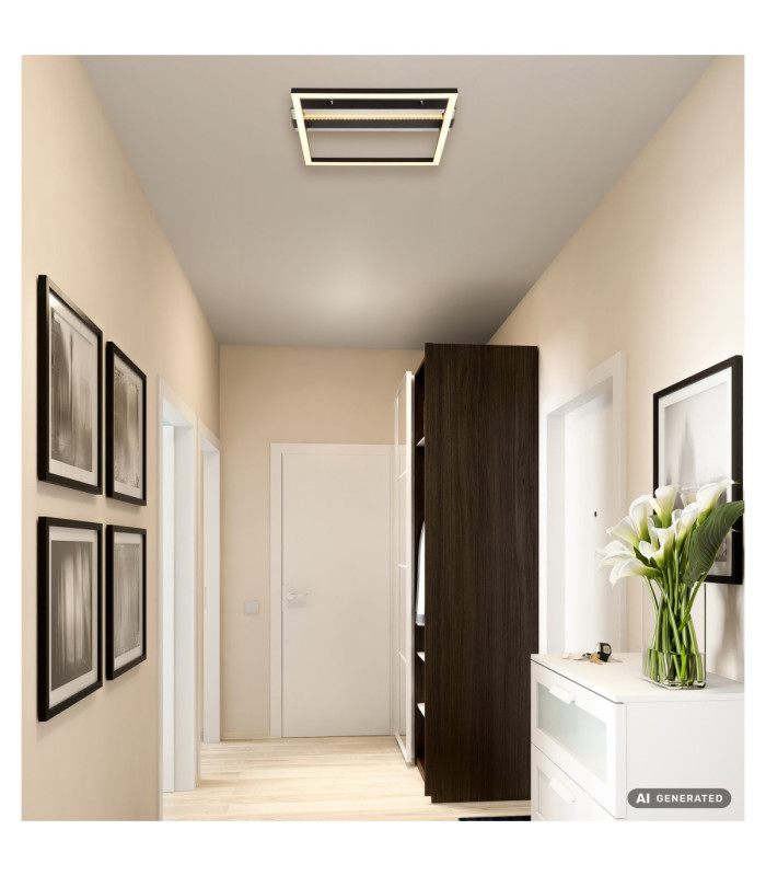 Estrada Integrated Led Semi Flush Ceiling Light Matt Black 3000K-8