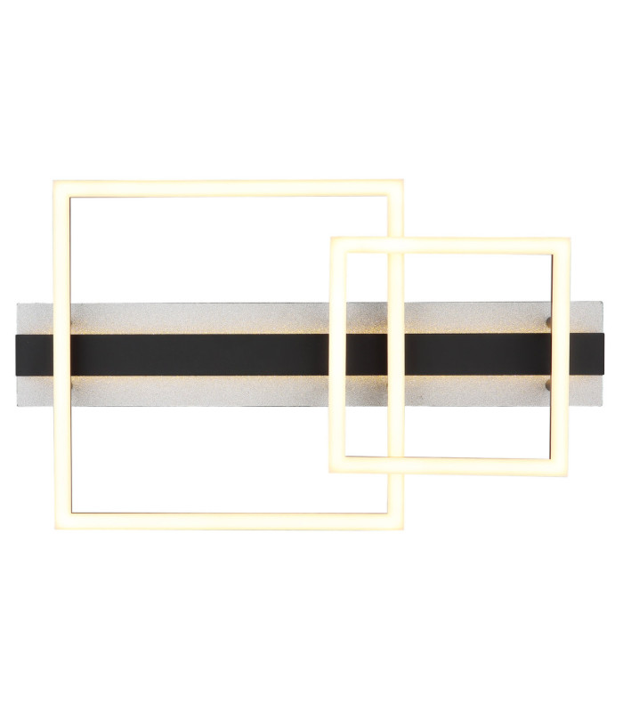 Estrada Twin Square Integrated Led Semi Flush Ceiling Light Matt Black 3000K-4