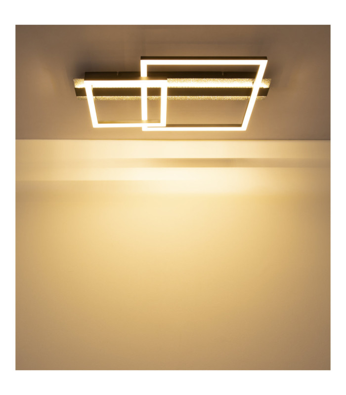 Estrada Twin Square Integrated Led Semi Flush Ceiling Light Matt Black 3000K-6