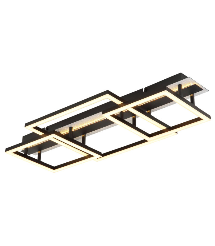 Estrada Triple Square Integrated Led Semi Flush Ceiling Light Matt Black 3000K-1