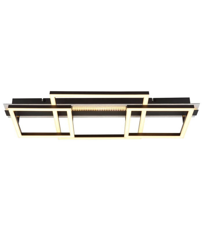 Estrada Triple Square Integrated Led Semi Flush Ceiling Light Matt Black 3000K-3
