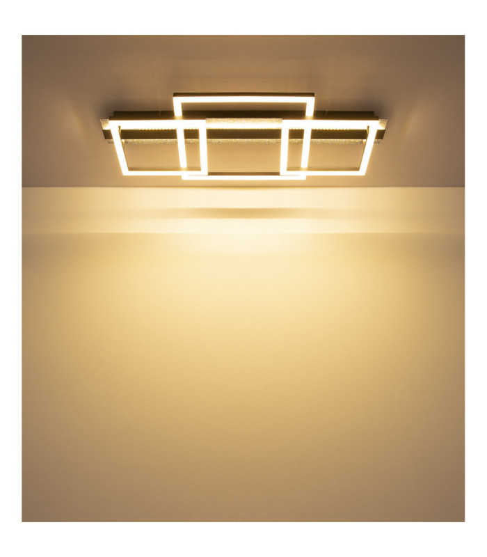 Estrada Triple Square Integrated Led Semi Flush Ceiling Light Matt Black 3000K-6