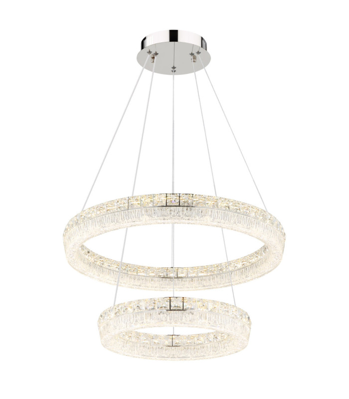 Laurel Twin Ring Integrated Led Pendant Ceiling Light Chrome 2700-6000K-1