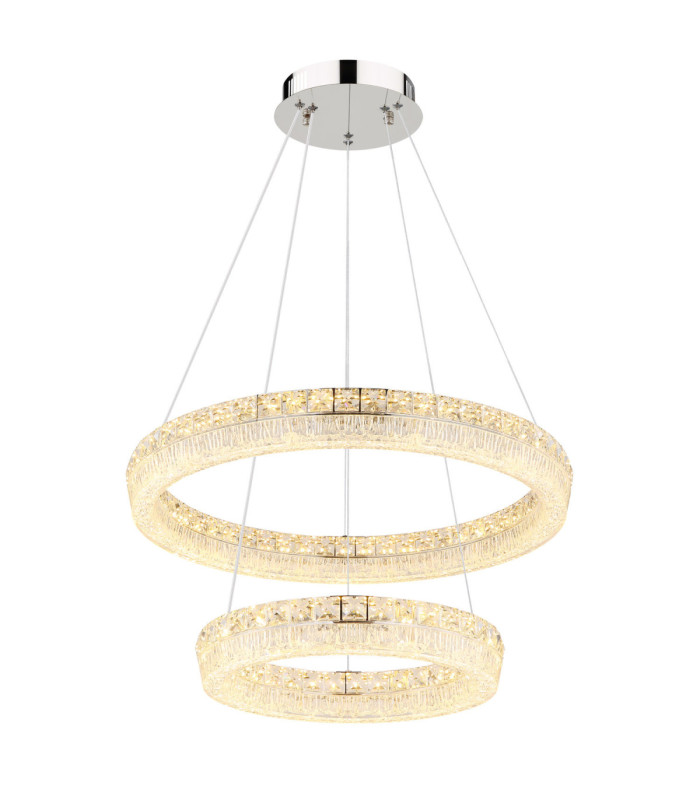 Laurel Twin Ring Integrated Led Pendant Ceiling Light Chrome 2700-6000K-5