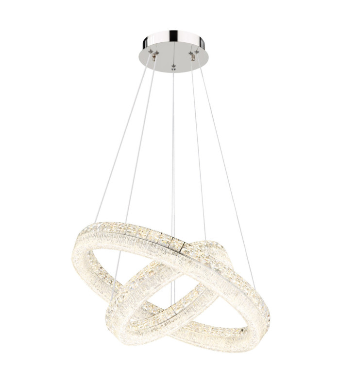 Laurel Twin Ring Integrated Led Pendant Ceiling Light Chrome 2700-6000K-7