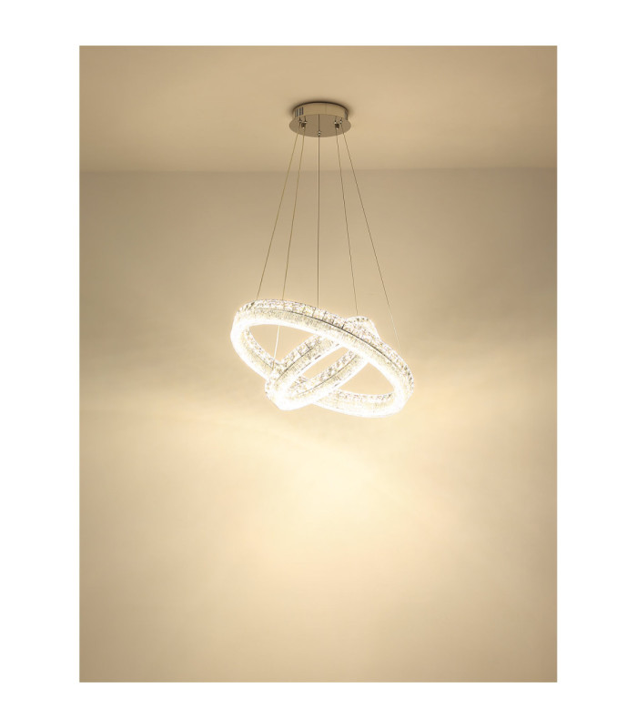 Laurel Twin Ring Integrated Led Pendant Ceiling Light Chrome 2700-6000K-8