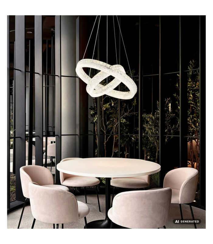 Laurel Twin Ring Integrated Led Pendant Ceiling Light Chrome 2700-6000K-10