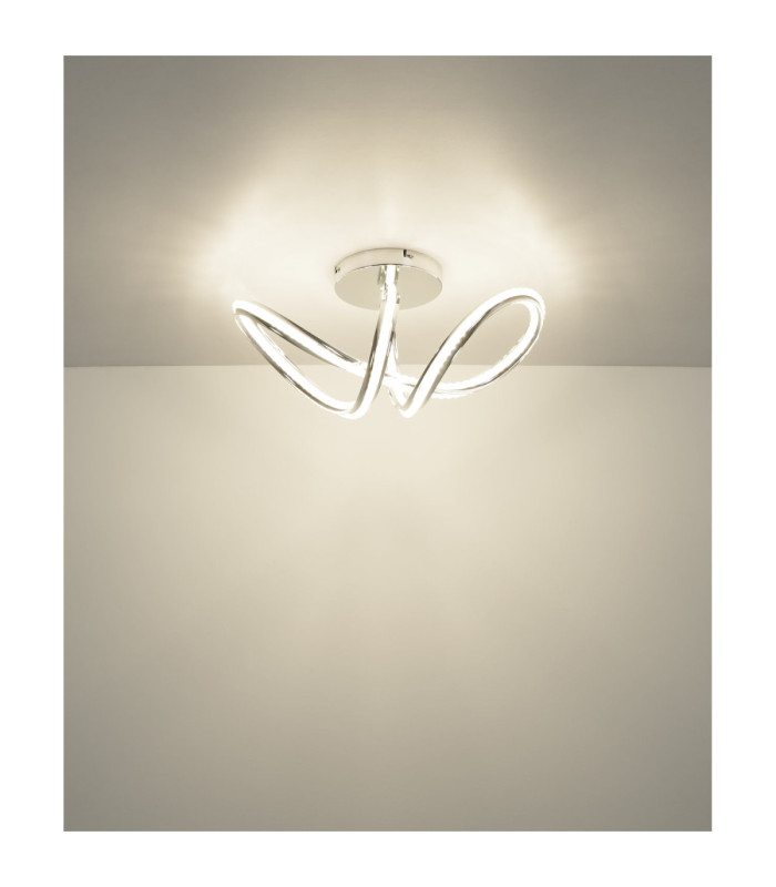 Evangeline Integrated Led Semi Flush Ceiling Light Chrome 2700-6000K-8