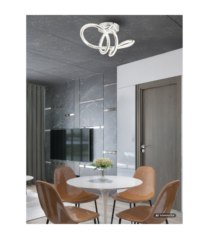 Evangeline Integrated Led Semi Flush Ceiling Light Chrome 2700-6000K-10