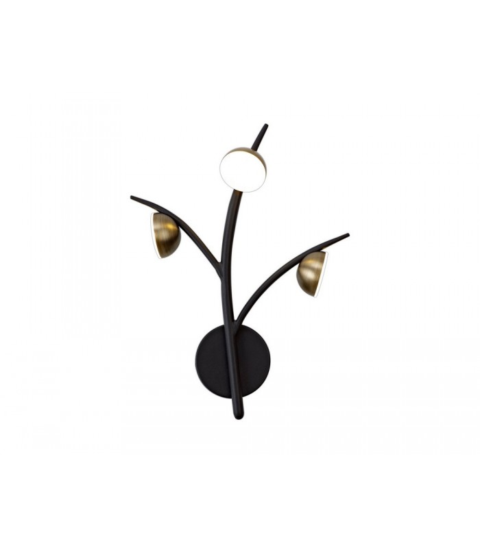 3 Light Wall Lamp, 3 x 3W LED, 3000K, 495lm, Black, Antique Brass - 1